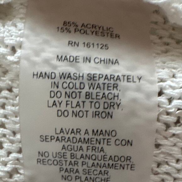 Sioni Silky Knit Sweater Cranes White Multi Size M Beachy Boho Coastal Relaxed - Picture 7 of 7